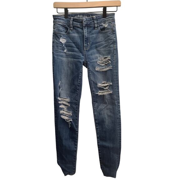 American Eagle Super Stretch X Jegging Jeans Distressed Ripped Women’s Sz 0 - Picture 1 of 7